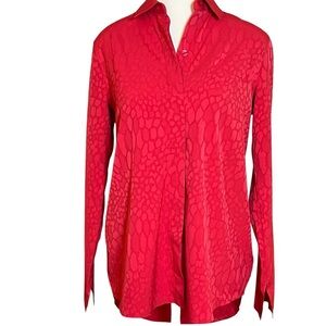 ATHLETA Blouse Red Urbanite Shirt Textured Animal Top Tunic Stretch Women’s XS